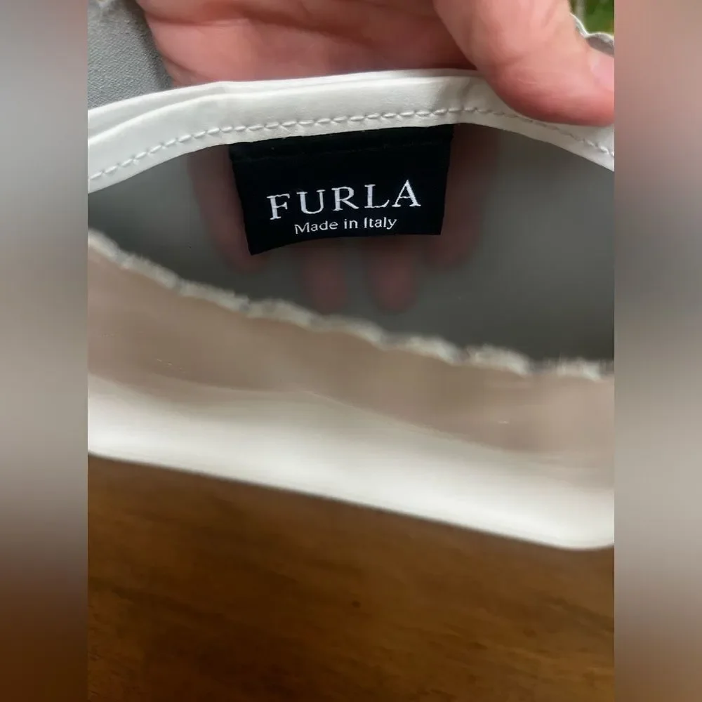 FURLA vintage White Shoulder Storage Bag; pre-loved condition